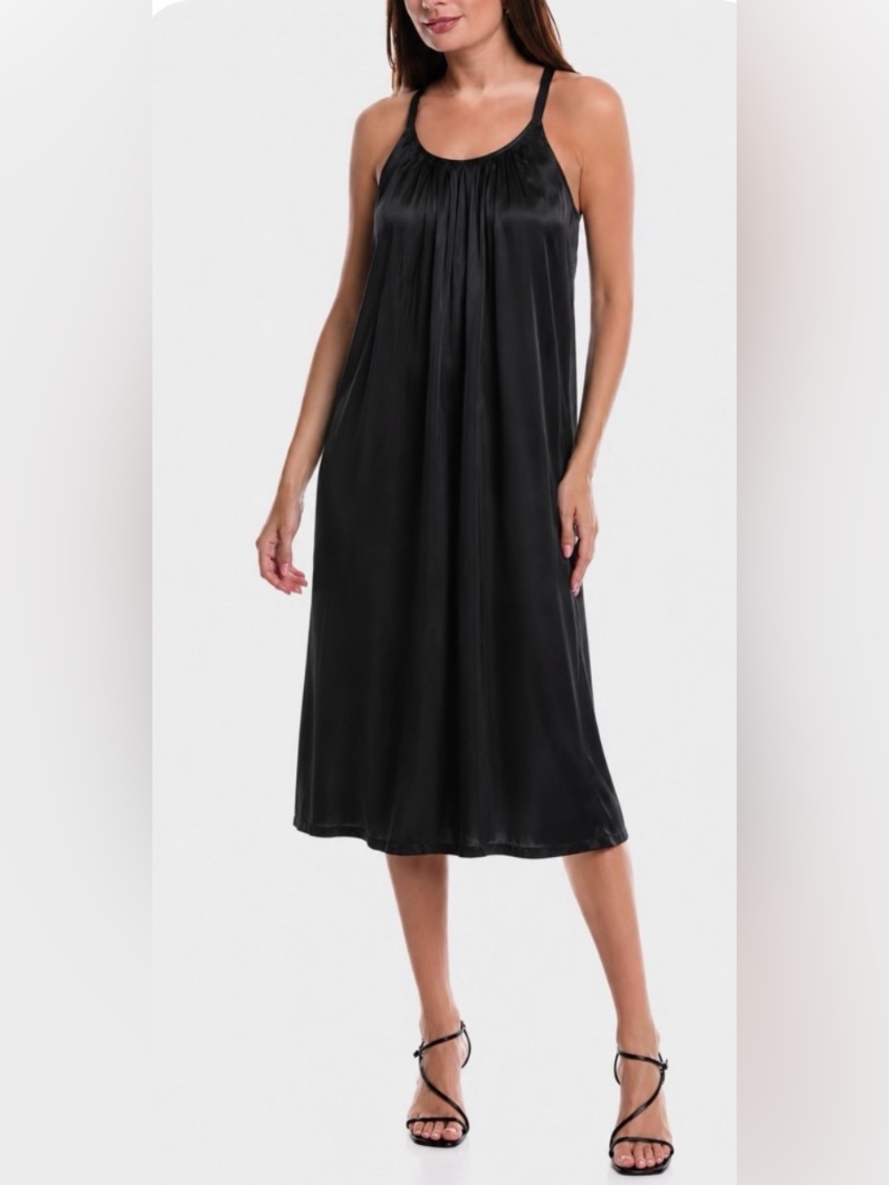 Stella Forest 100% Silk Women’s A-line Midi Little Black Dress Size 6 Cocktail